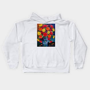 A beautiful bouquet flowers in a glass and gold vase . Kids Hoodie